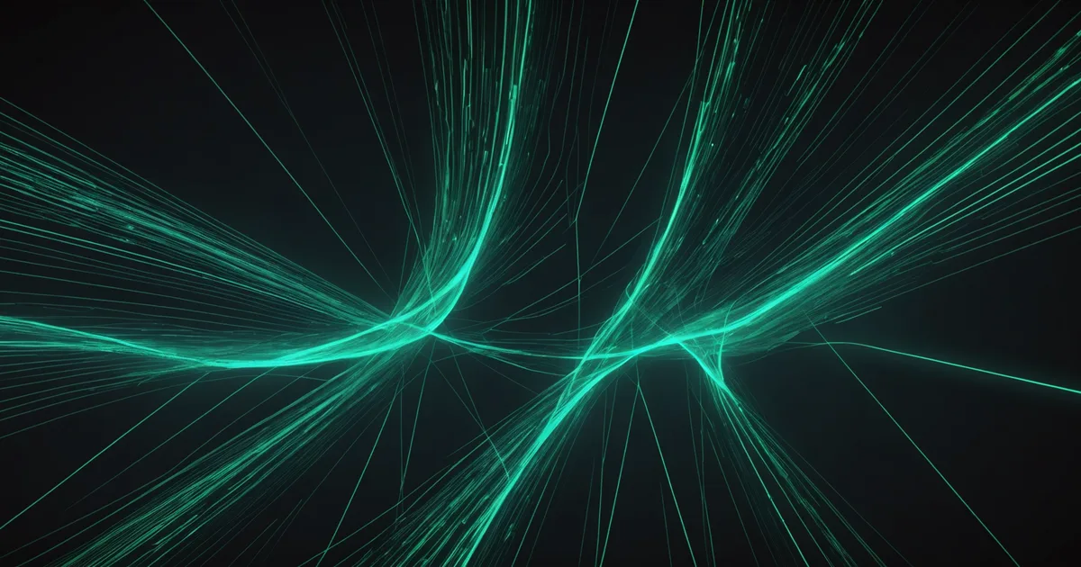 Abstract laboratory testing scene with glowing data streams