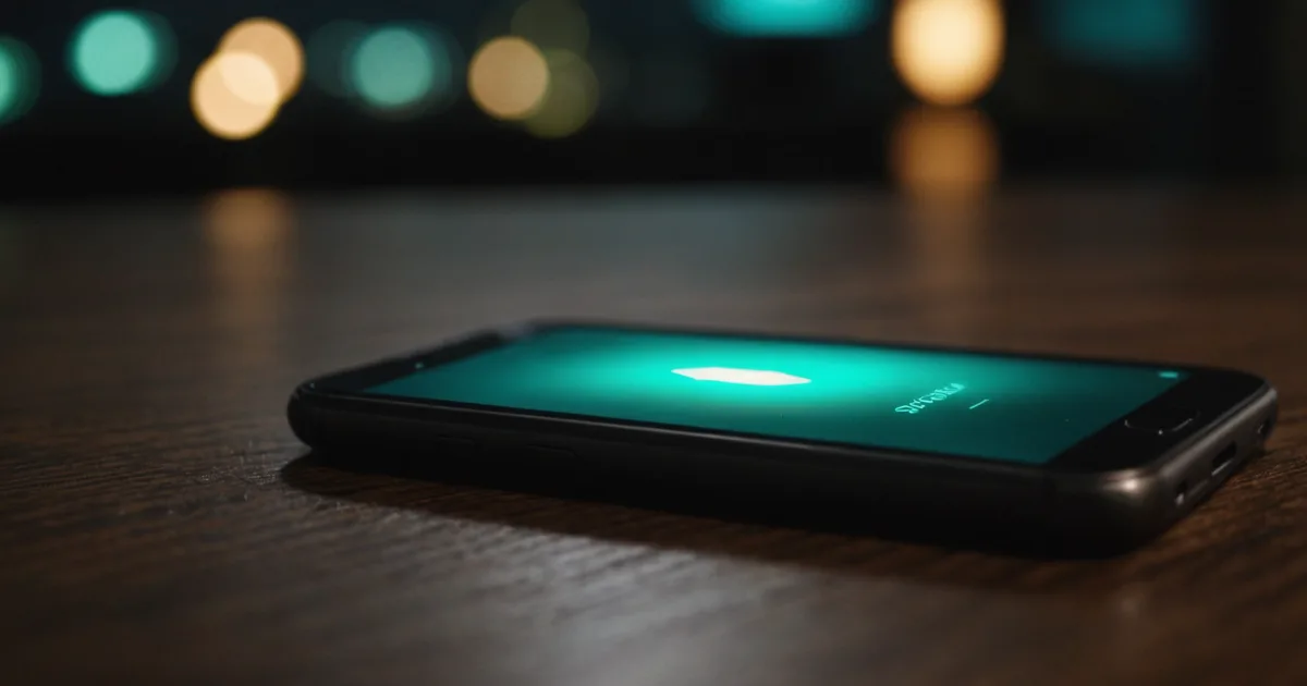 A smartphone screen glowing in the dark showing an unanswered call notification